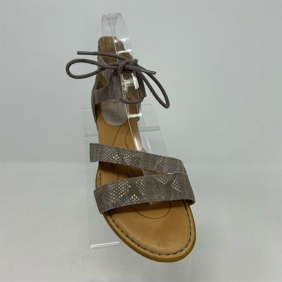 Born Women's Gray Leather Snake Print Lace Up Sandals Size 8M Casual Summer - Picture 3 of 14